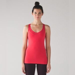 Lululemon Deep Breath Tank in Lush Coral Scalloped Trim - Size 6